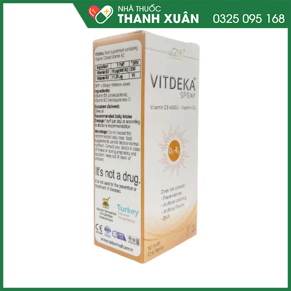 Vitdeka spray bổ sung vitamin D và K2